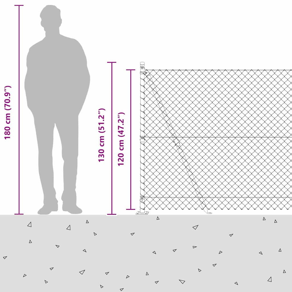 Ograde od lanca s betonskom podlogom 10 x 1,2 m Zelena Mreža