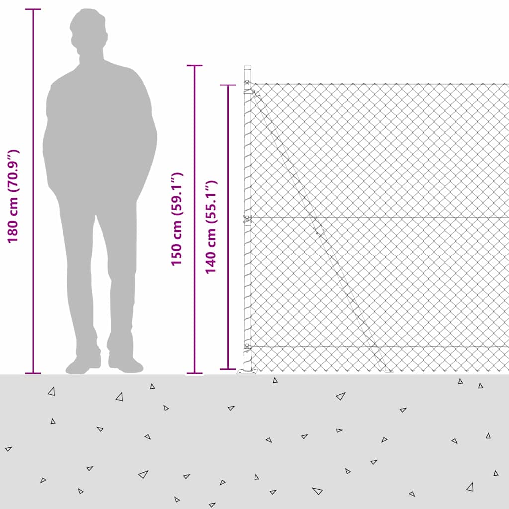 Ograde od lanca s betonskom podlogom 10 x 1,4 m Zelena Mreža