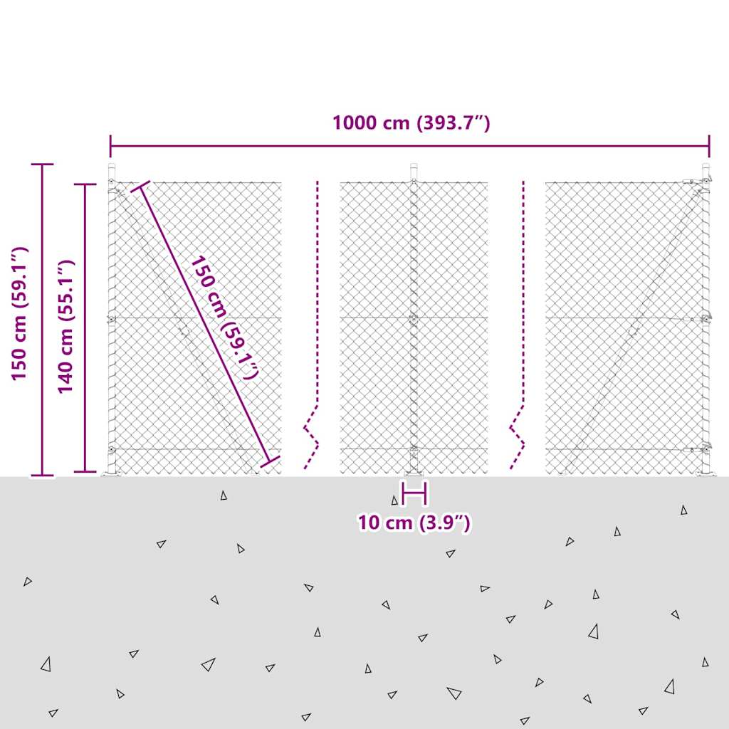 Stup za ogradu Zelena 10 x 1,4 m (40 x 40 mm mreža) Čelik i PVC