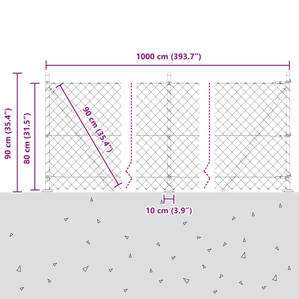 Stup za ogradu Zelena 10 x 0,8 m (60 x 60 mm mreža) Čelik i PVC