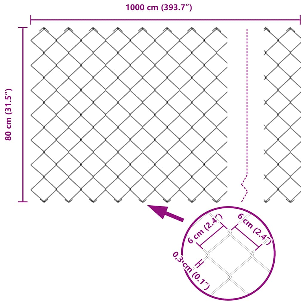 Stup za ogradu Zelena 10 x 0,8 m (60 x 60 mm mreža) Čelik i PVC