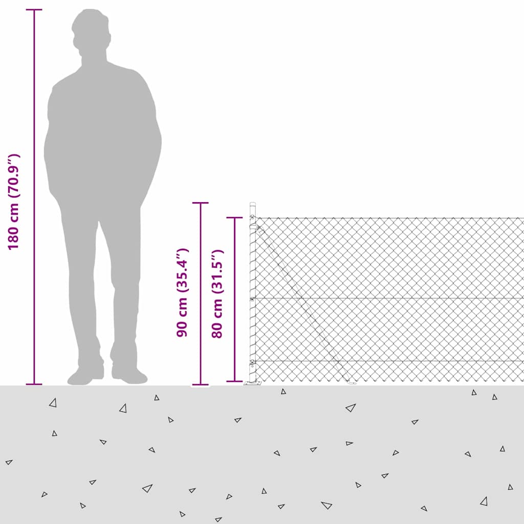 Ograde od lanca s betonskom podlogom 10 x 0,8 m Siva Mreža