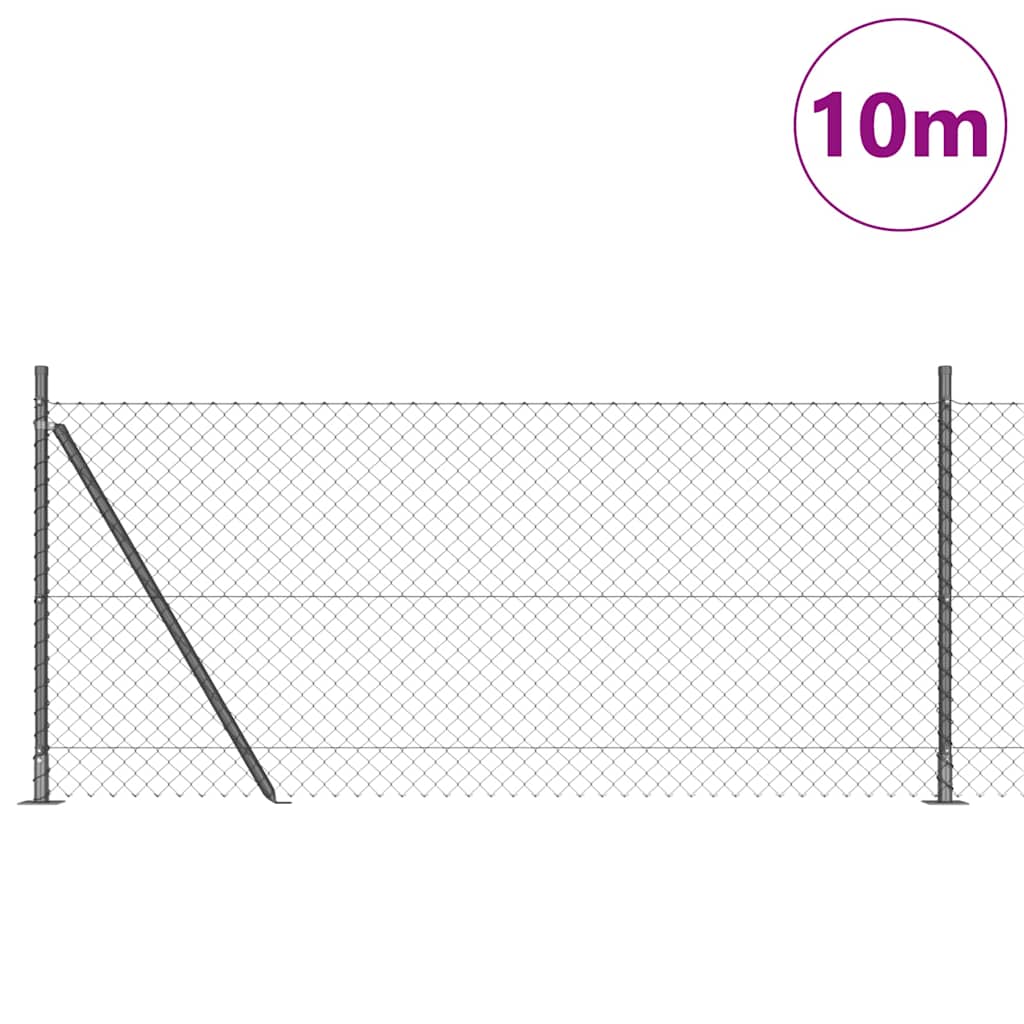 Ograde od lanca s betonskom podlogom 10 x 0,8 m Siva Mreža