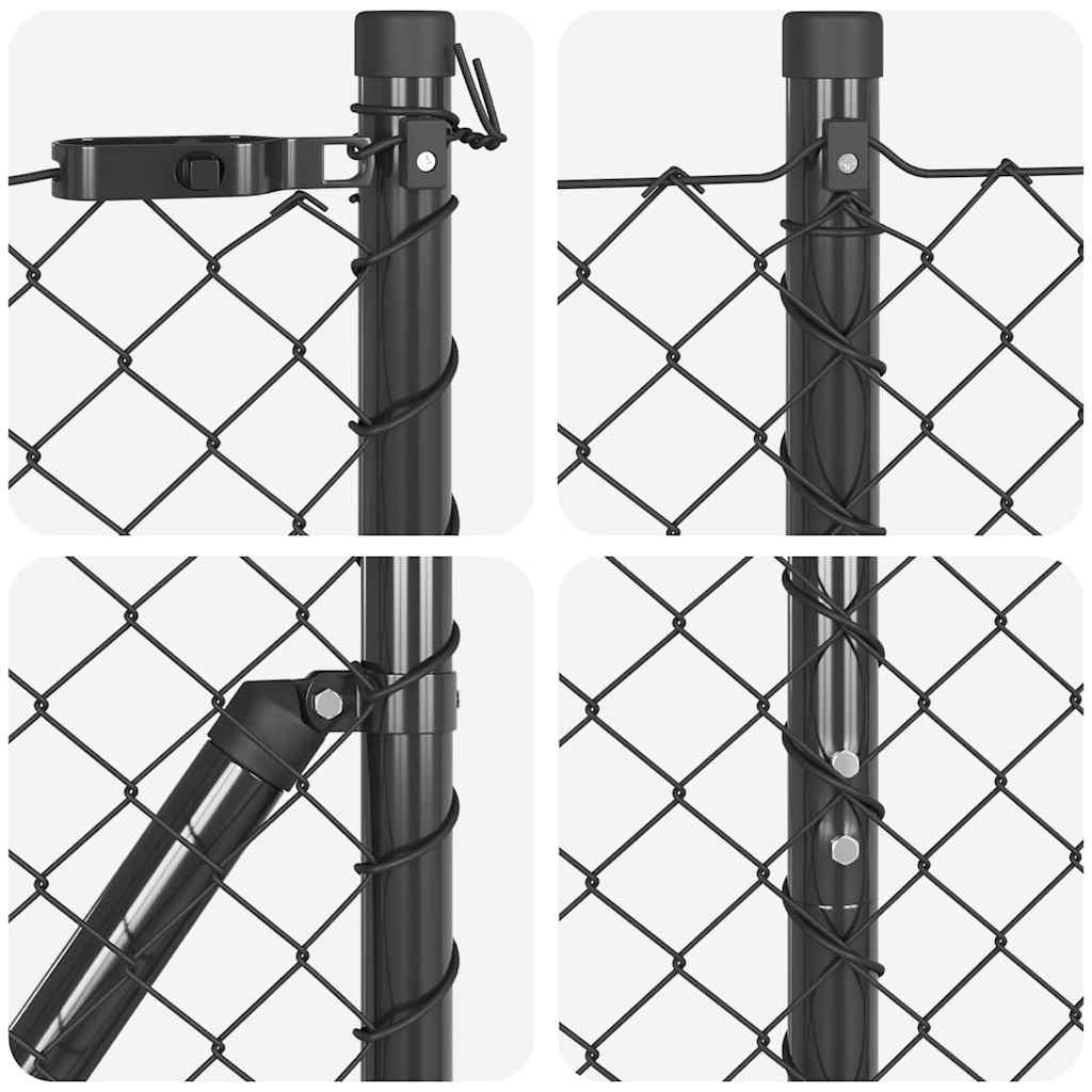 Ograde od lanca s betonskom podlogom 10 x 1,6 m Siva Mreža