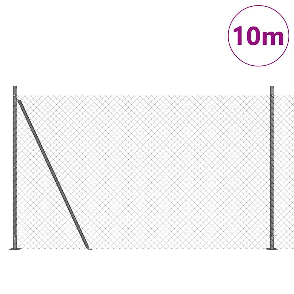 Ograde od lanca s betonskom podlogom 10 x 1,6 m Siva Mreža