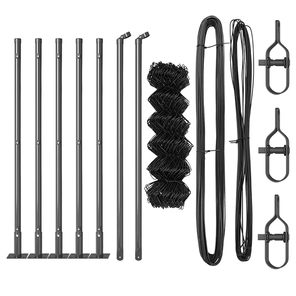 Stup za ogradu Siva 10 x 0,6 m (60 x 60 mm mreža) Čelik i PVC