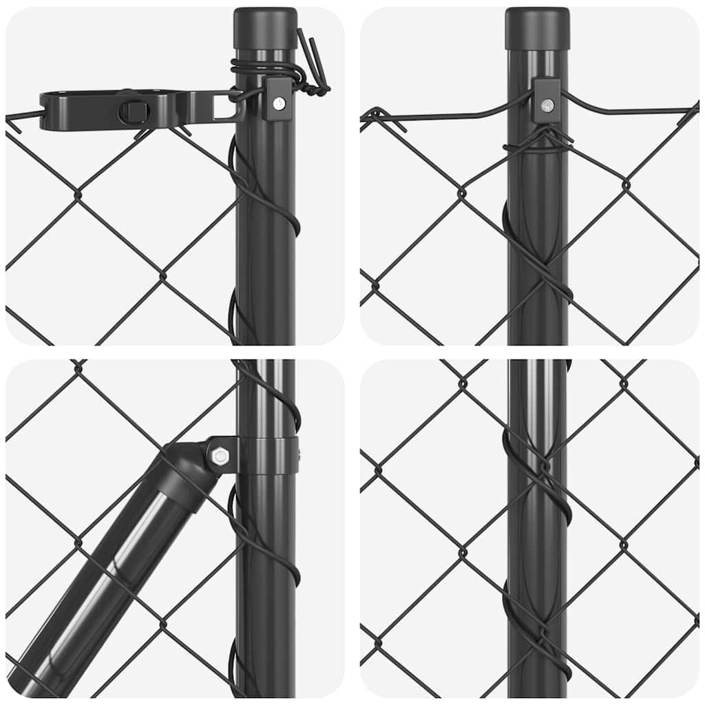 Stup za ogradu Siva 10 x 1 m (60 x 60 mm mreža) Čelik i PVC