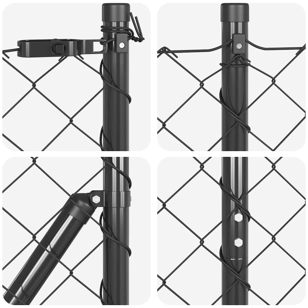 Stup za ogradu Siva 10 x 1,2 m (60 x 60 mm mrežica) Čelik i PVC