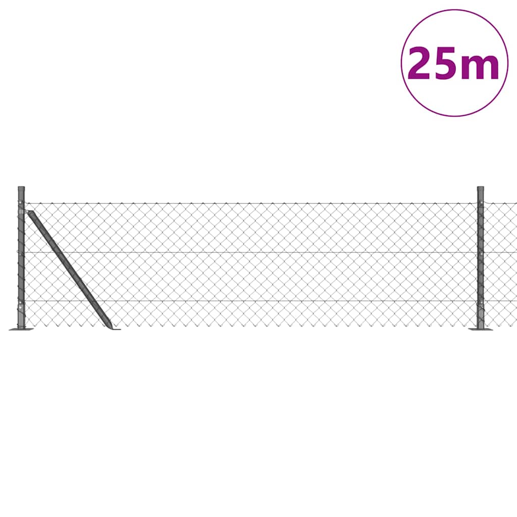 Ograde od lanca s betonskom podlogom 25 x 0,4 m Siva Mreža