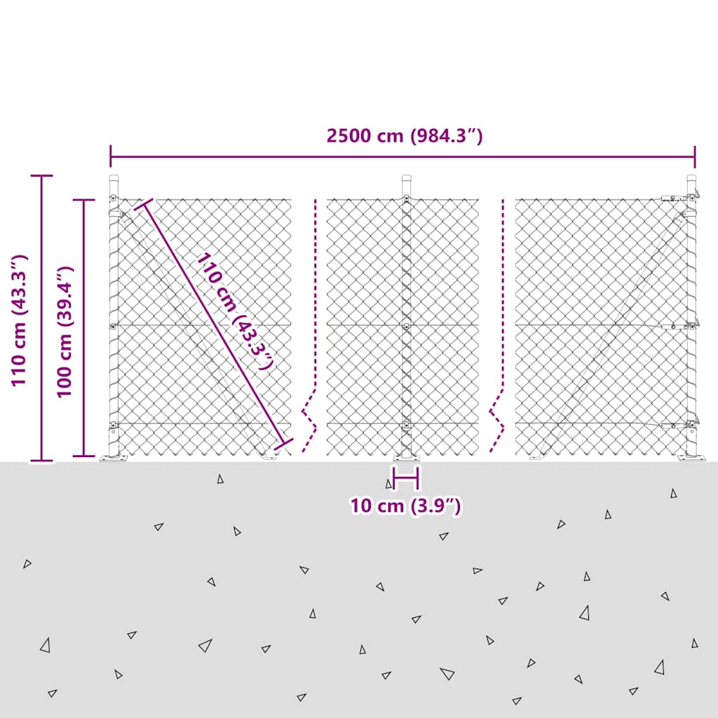Stup za ogradu Siva 25 x 1 m (60 x 60 mm mreža) Čelik