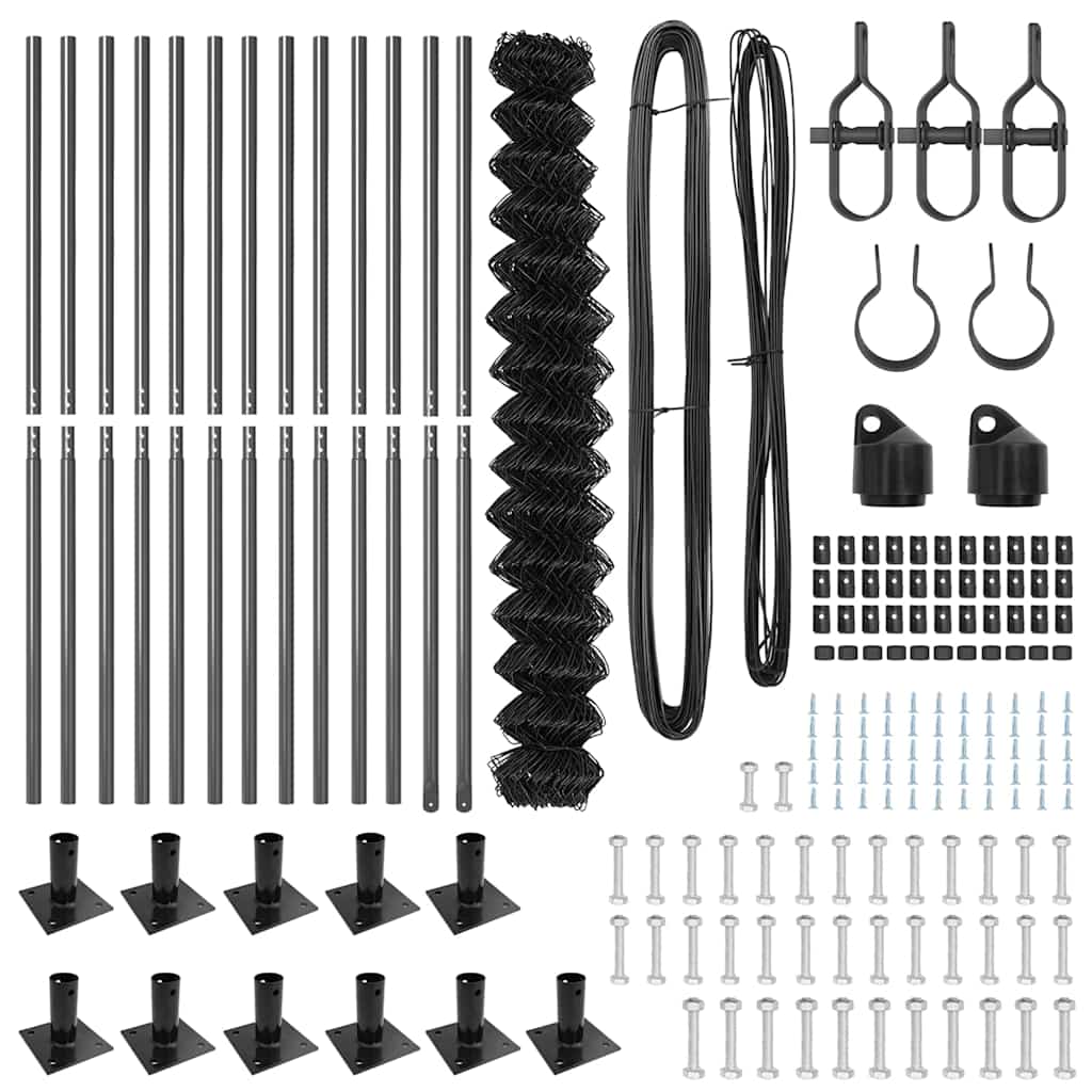 Stup za ogradu Siva 25 x 1,6 m (60 x 60 mm mreža) Čelik i PVC