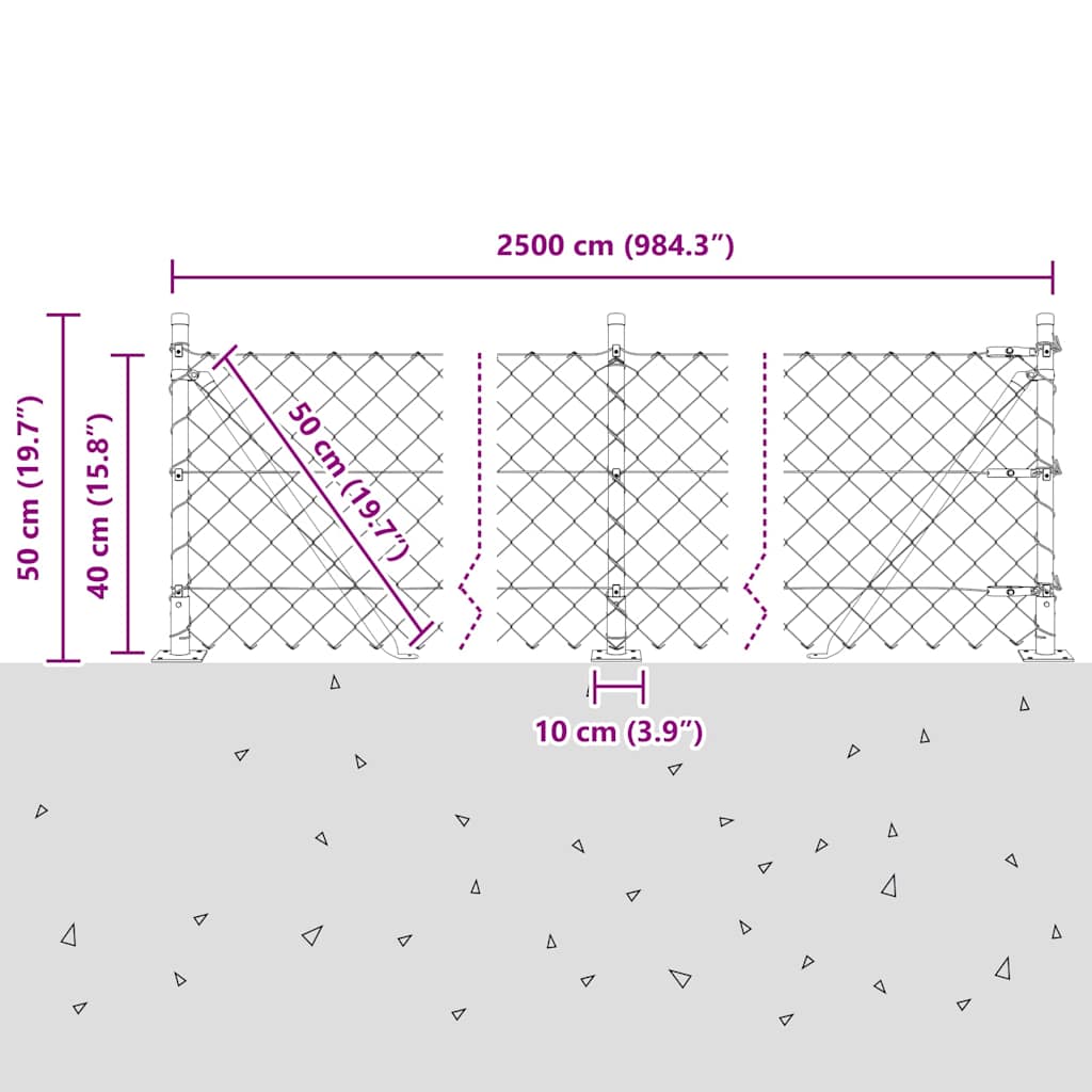 Stup za ogradu Srebrno 25 x 0,4 m (mreža 60 x 60 mm) Čelik