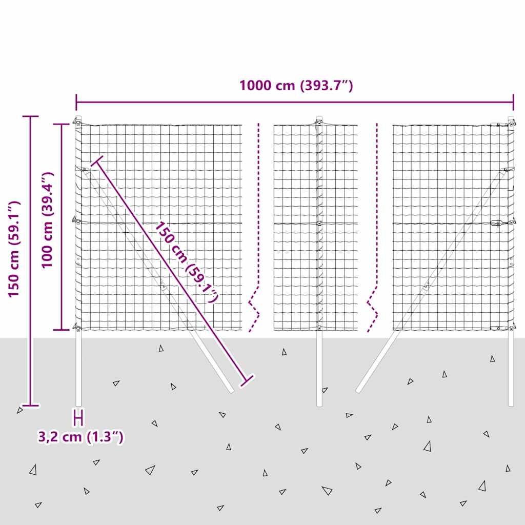 Ograda s postovima Zelena 1 x 10 m Čelik i PVC