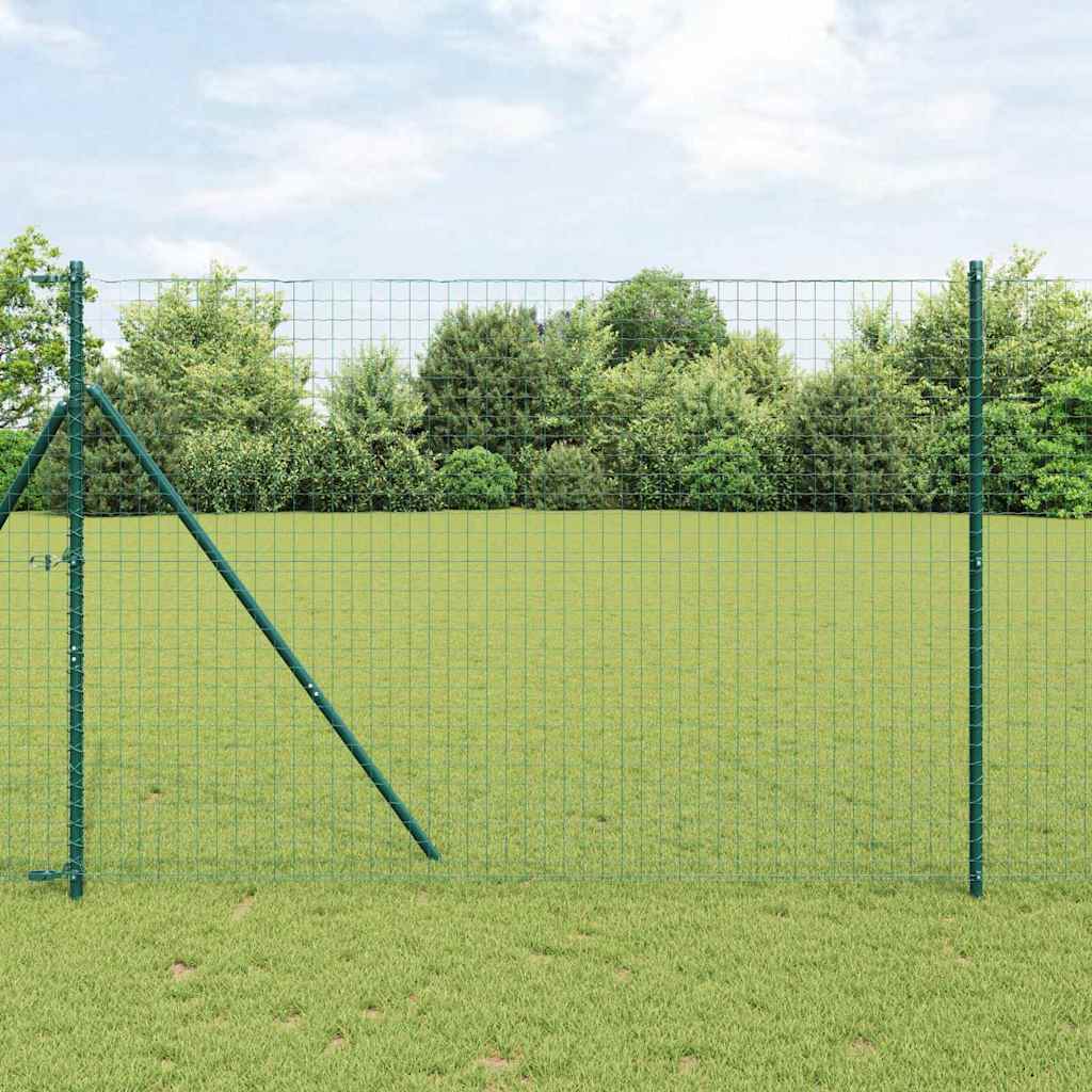Ograda s postovima Zelena 1,6 x 10 m Čelik i PVC