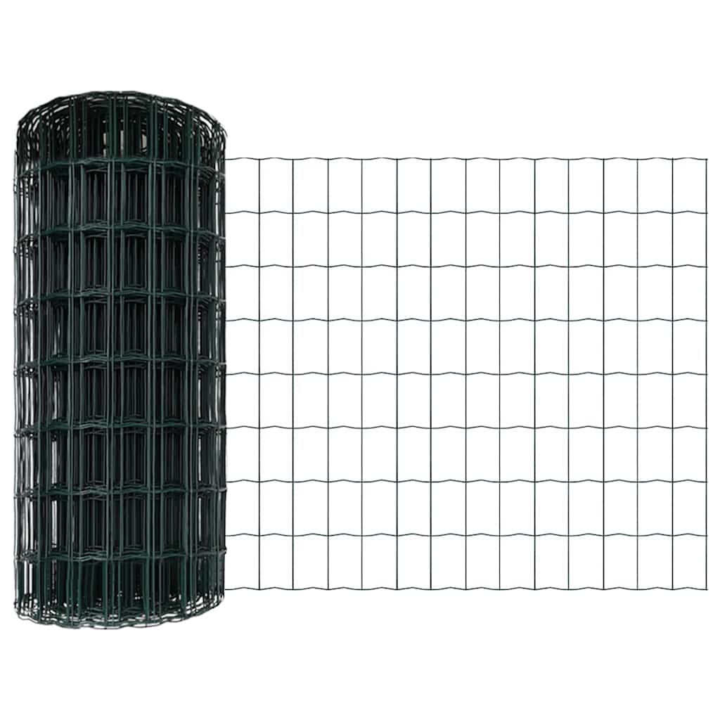 Ograda s postovima Zelena 0,6 x 10 m Čelik i PVC