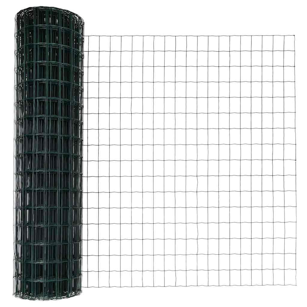 Ograda s postovima Zelena 1,4 x 10 m Čelik i PVC