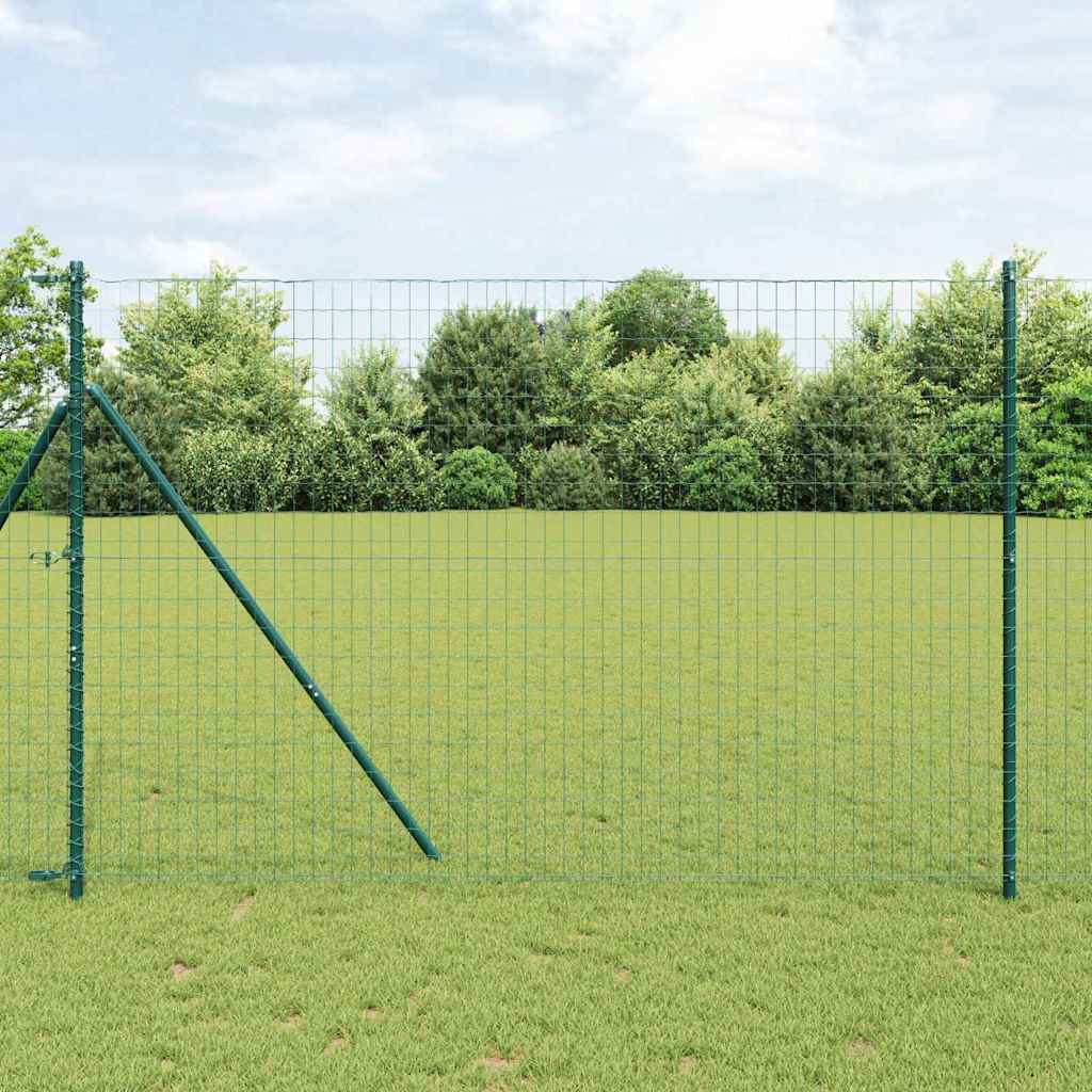 Ograda s postovima Zelena 1,5 x 10 m Čelik i PVC