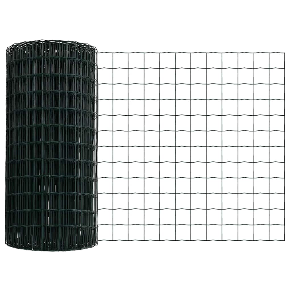 Ograda s postovima Zelena 0,6 x 25 m Čelik i PVC