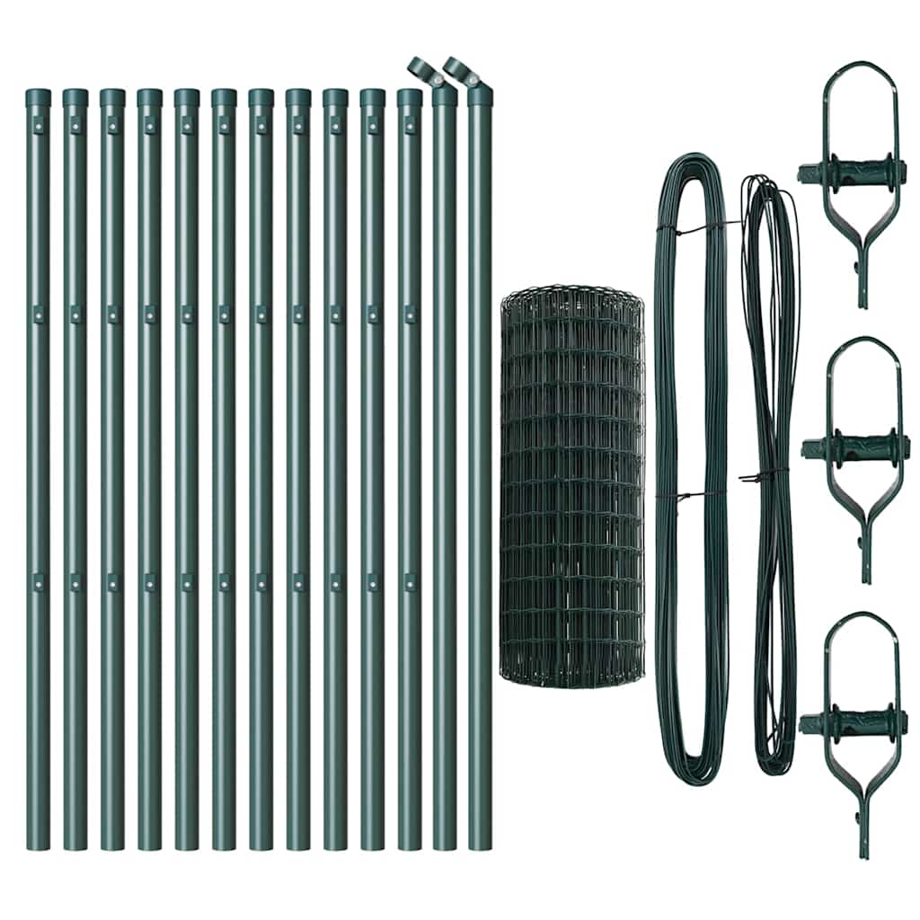 Ograda s postovima Zelena 0,8 x 25 m Čelik i PVC