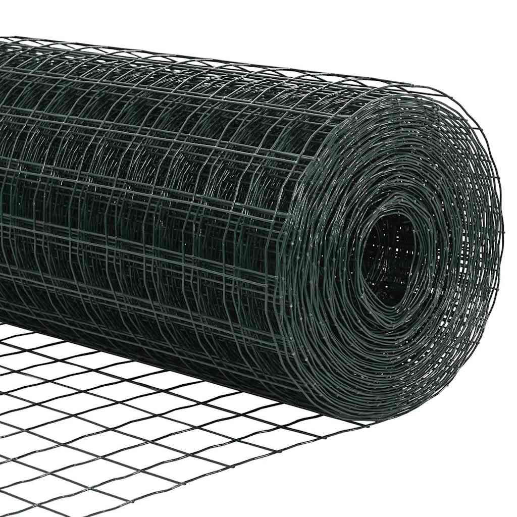 Ograda s postovima Zelena 1 x 25 m Čelik i PVC
