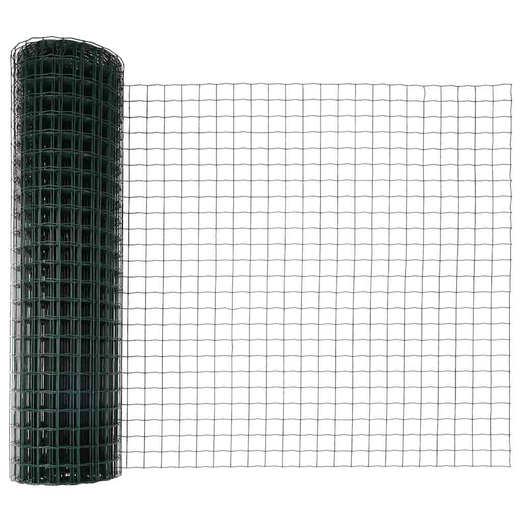 Ograda s postovima Zelena 1 x 25 m Čelik i PVC