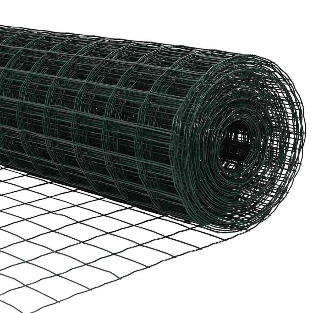 Ograda s postovima Zelena 0,4 x 25 m Čelik i PVC