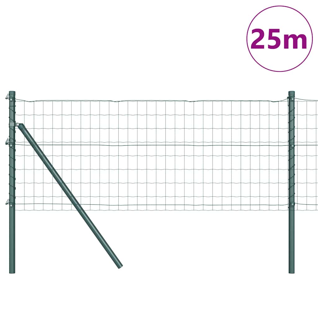 Ograda s postovima Zelena 0,8 x 25 m Čelik i PVC