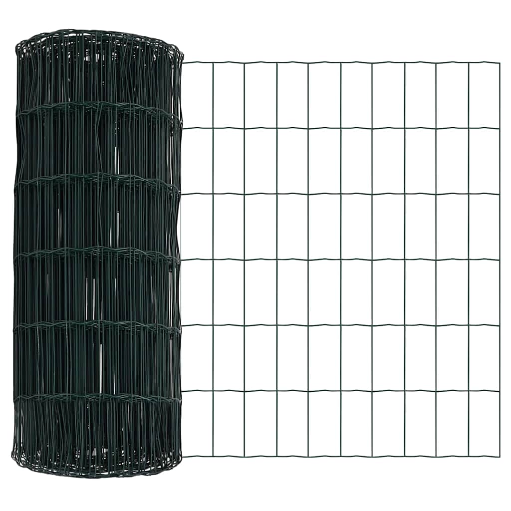 Ograda s postovima Zelena 0,6 x 25 m Čelik i PVC