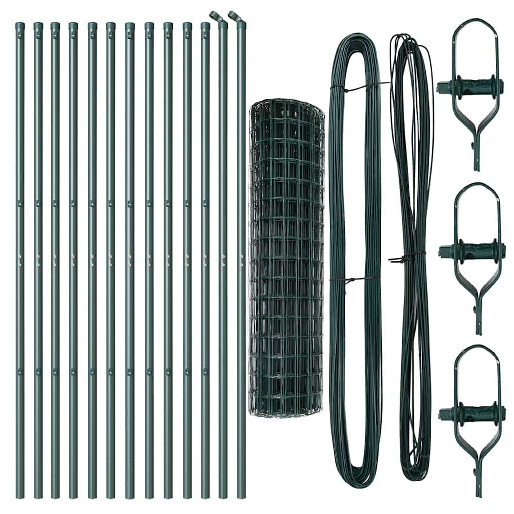 Ograda s postovima Zelena 1,2 x 25 m Čelik i PVC