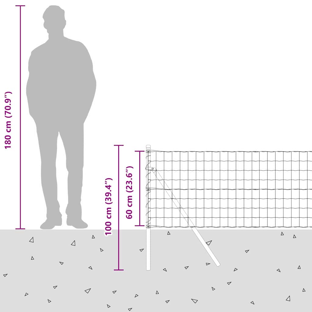 Ograda s postovima Zelena 0,6 x 10 m Čelik i PVC