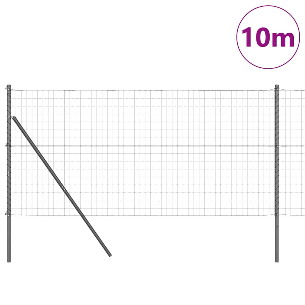 Ograda s postovima Siva 1 x 10 m Čelik i PVC
