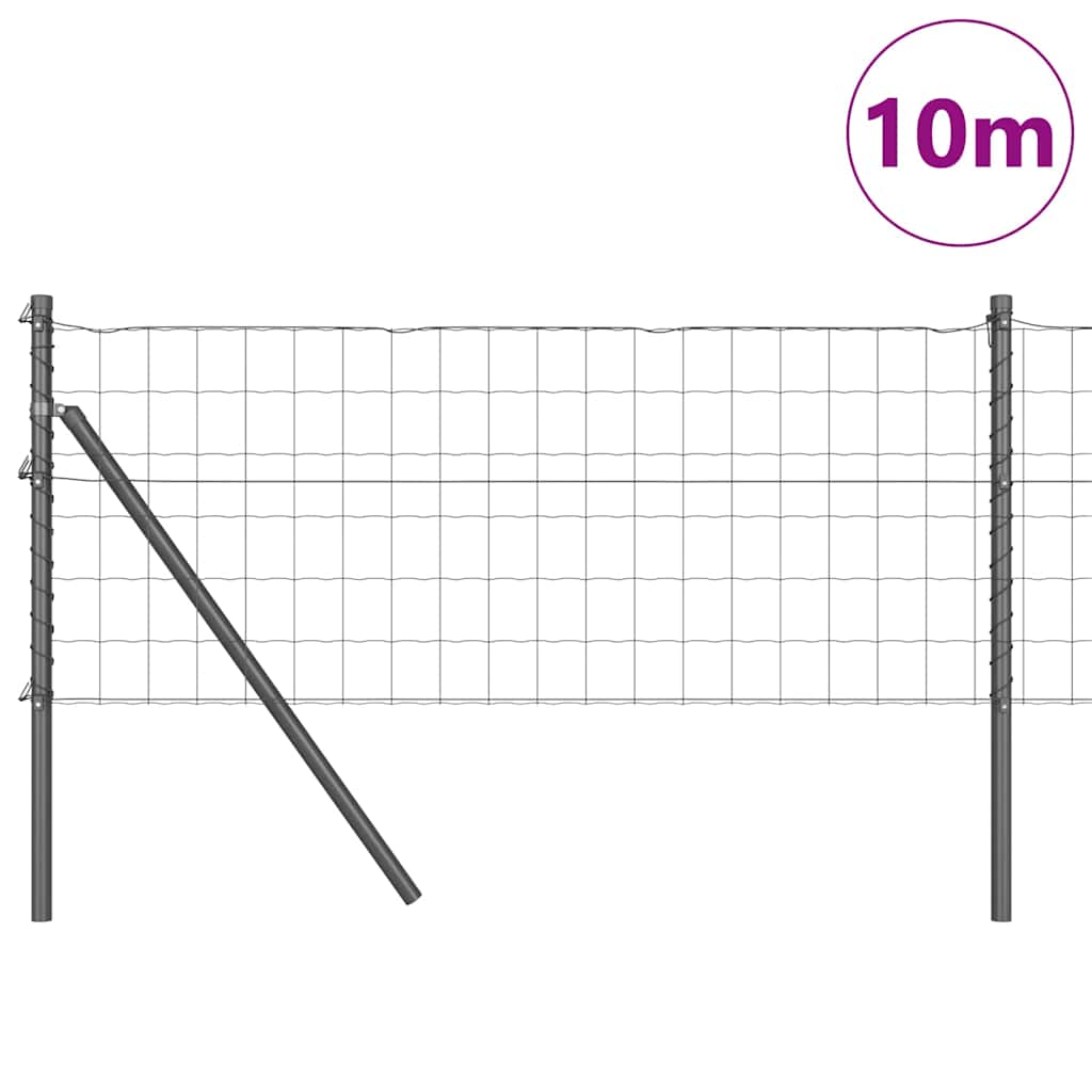 Ograda s postovima Siva 0,6 x 10 m Čelik i PVC