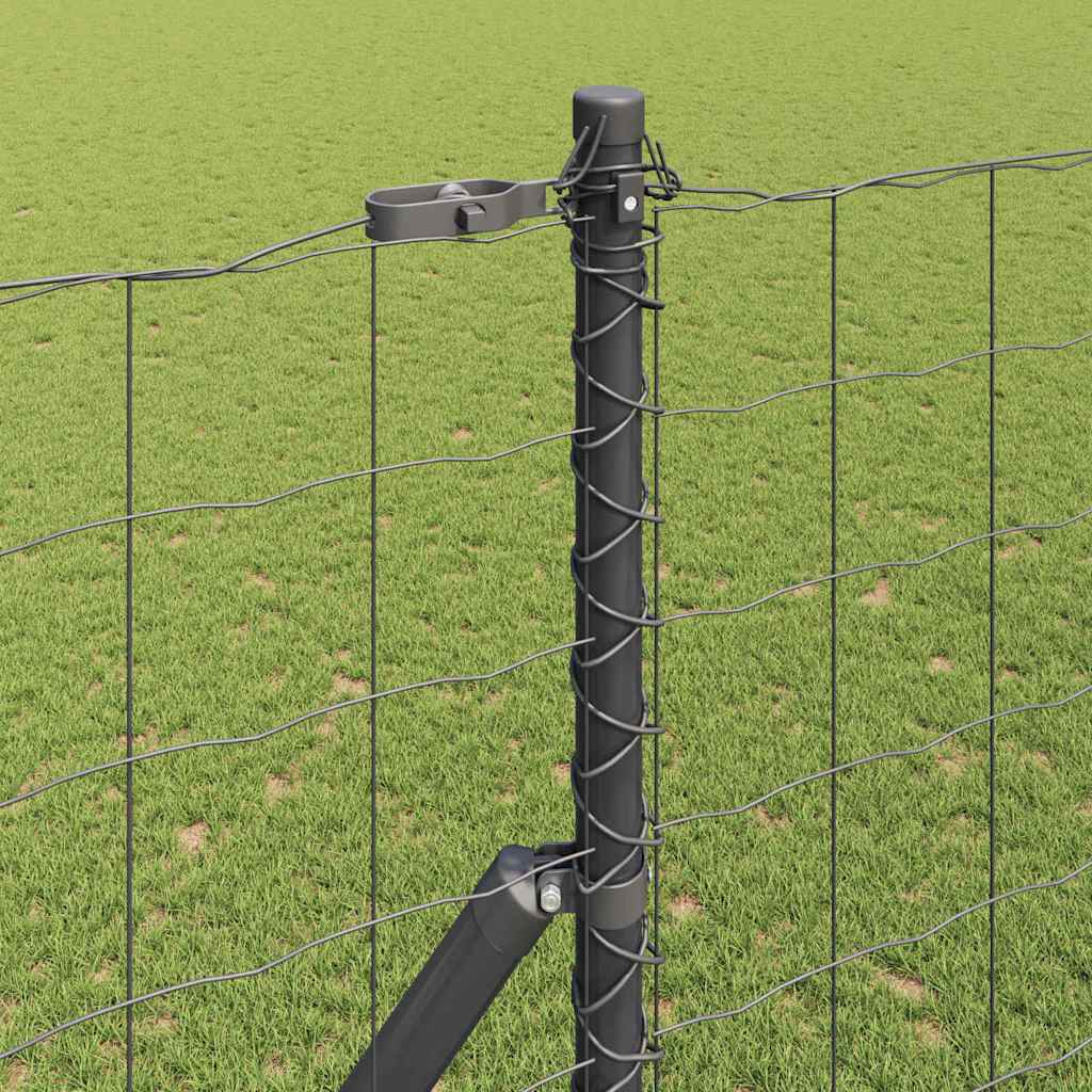Ograda s postovima Siva 1,6 x 10 m Čelik i PVC
