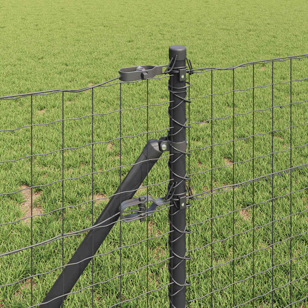 Ograda s postovima Siva 0,8 x 25 m Čelik i PVC