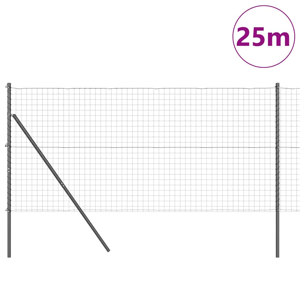 Ograda s postovima Siva 1 x 25 m Čelik i PVC