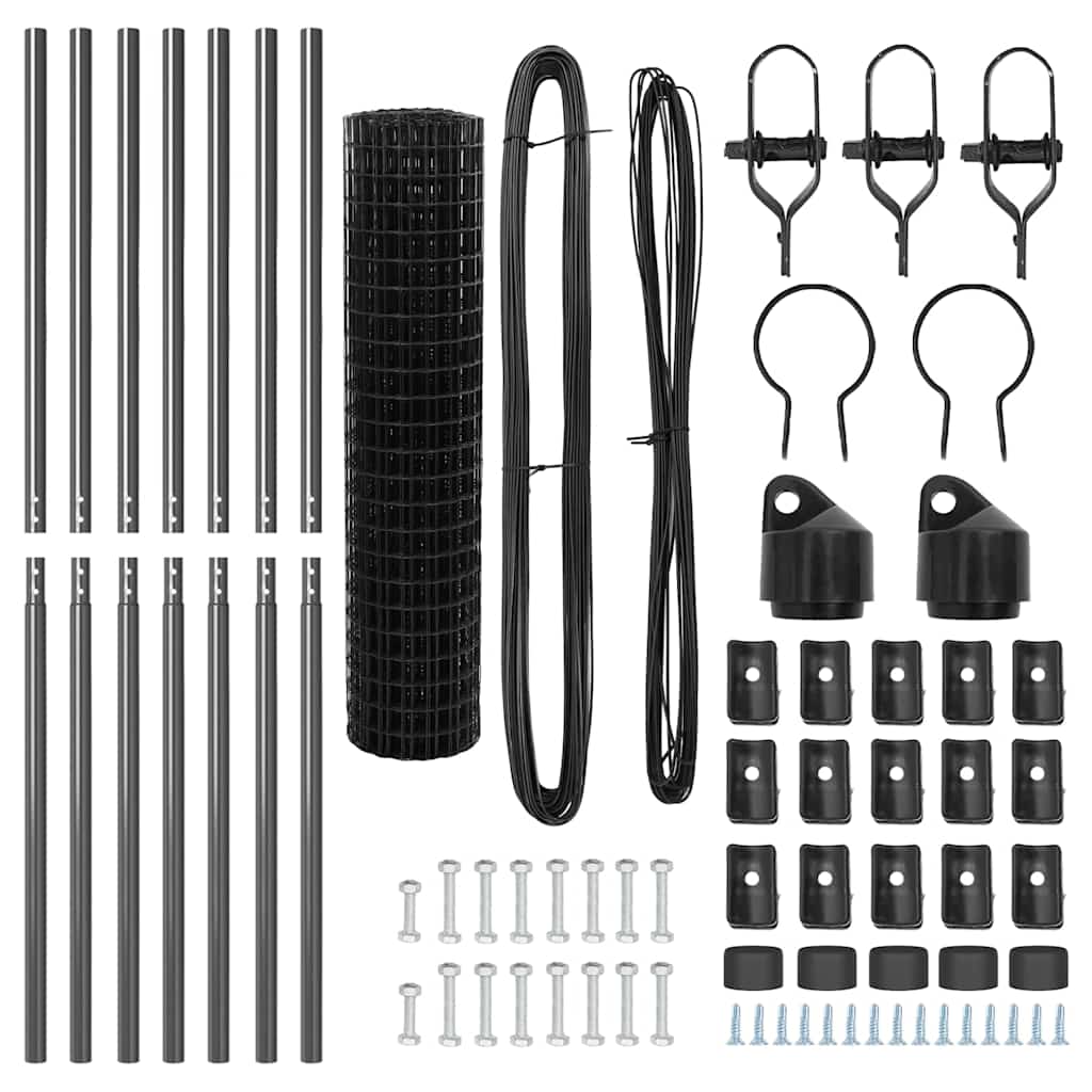 Ograda s postovima Siva 1,2 x 25 m Čelik i PVC