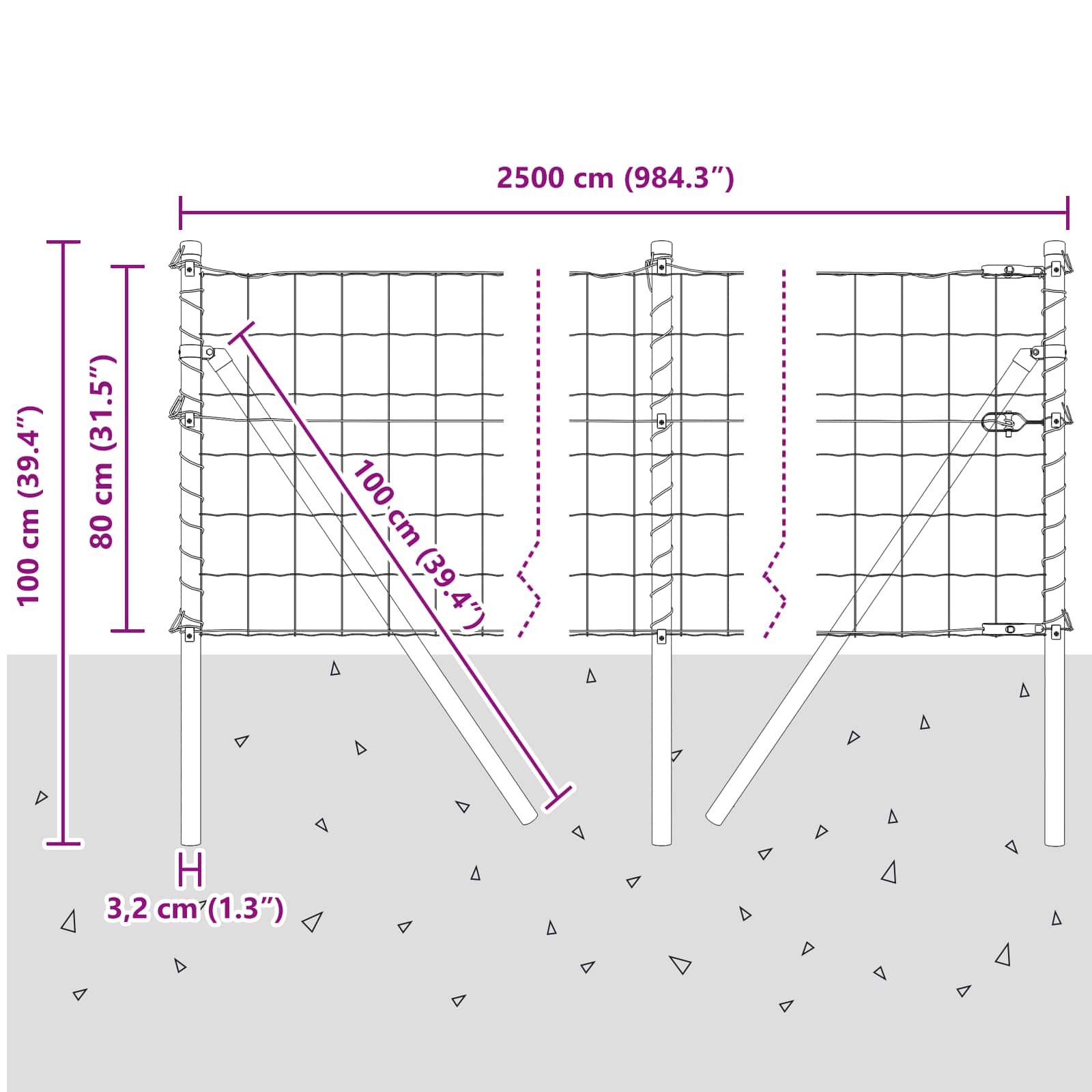 Ograda s postovima Siva 0,8 x 25 m Čelik i PVC