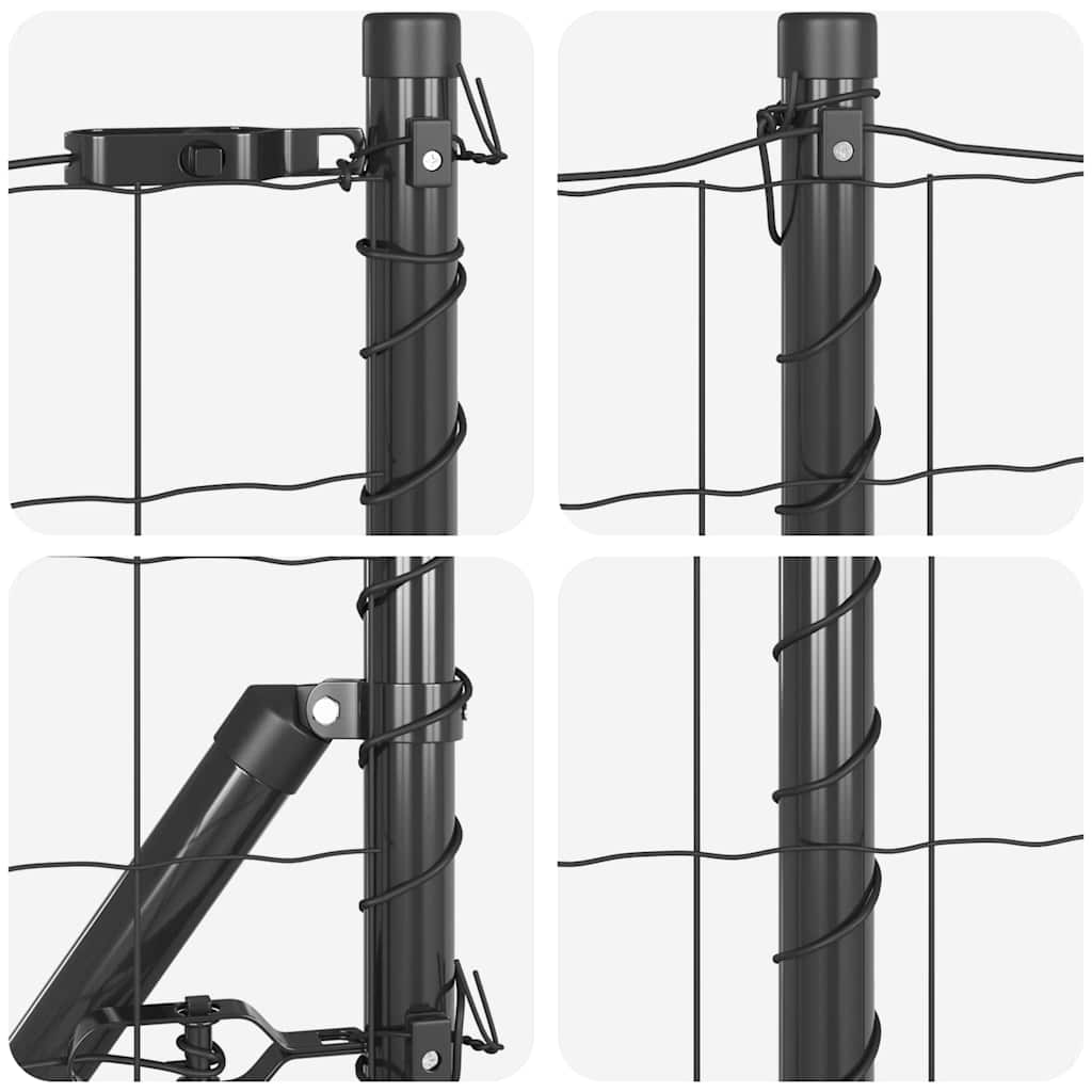 Ograda s postovima Siva 0,6 x 50 m Čelik i PVC