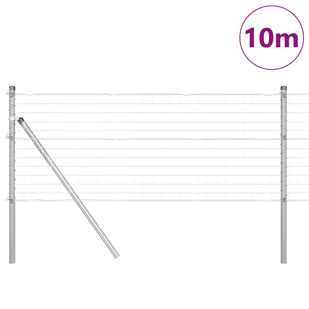 Ograda s postovima Srebrno 0,8 x 10 m Čelik i PVC