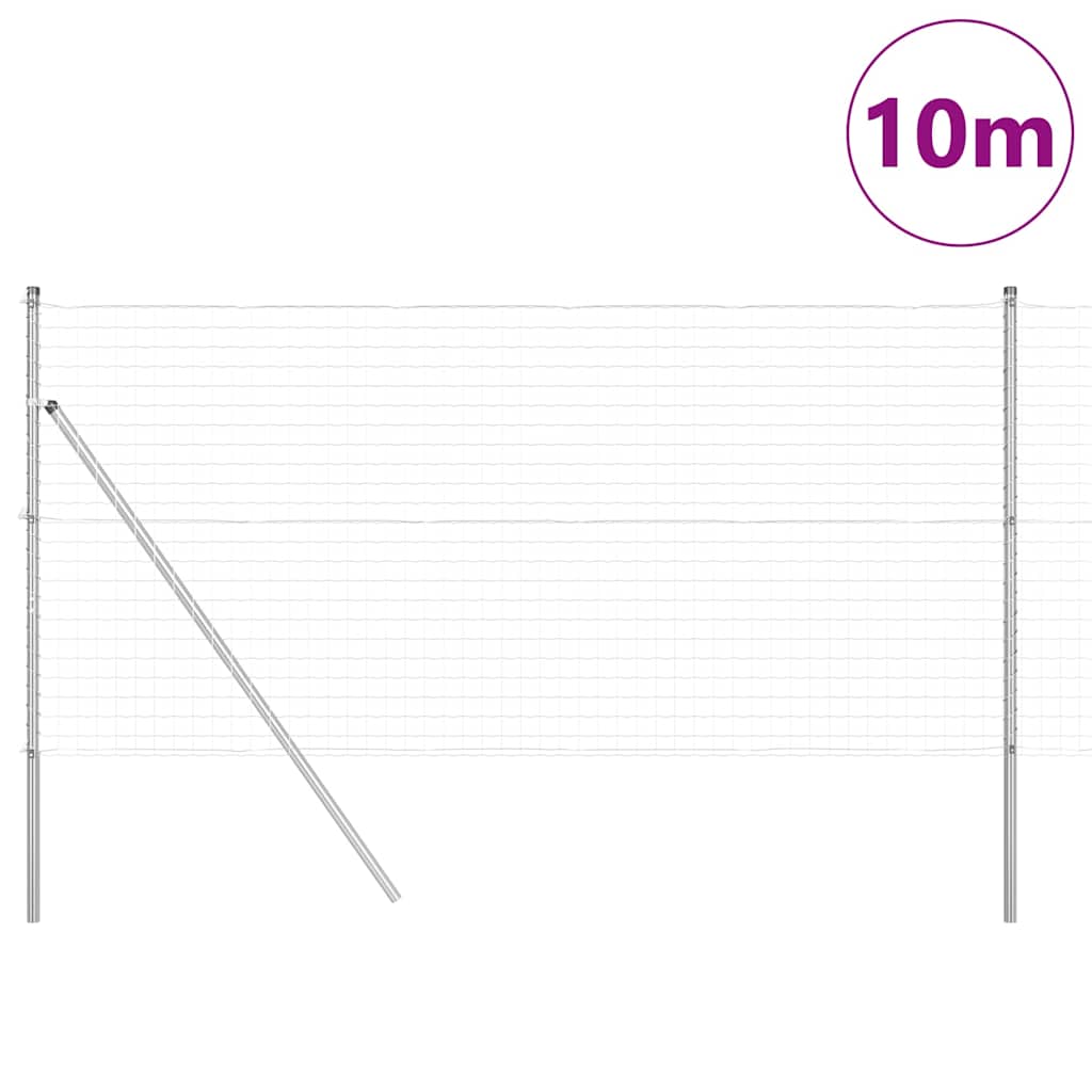 Ograda s postovima Srebrno 1,2 x 10 m Čelik i PVC
