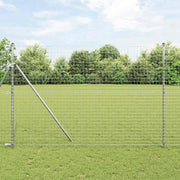 Ograda s postovima Srebrno 1,5 x 10 m Čelik i PVC