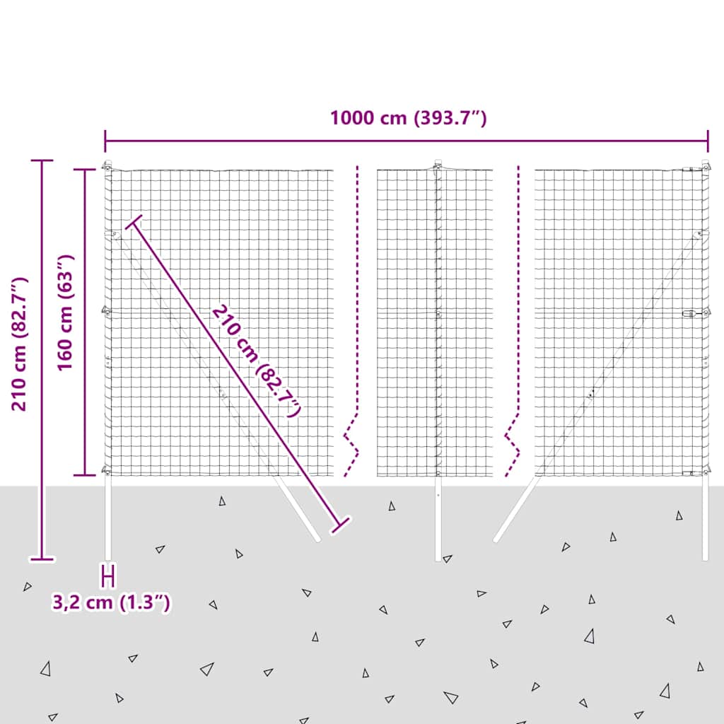 Ograda s postovima Srebrno 1,6 x 10 m Čelik i PVC