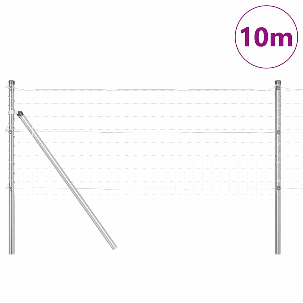 Ograda s postovima Srebrno 0,4 x 10 m Čelik i PVC