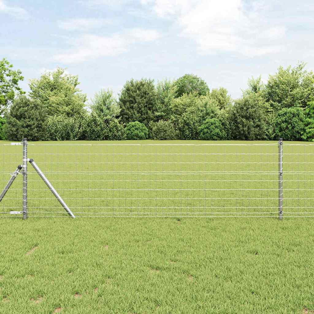 Ograda s postovima Srebrno 0,6 x 10 m Čelik i PVC
