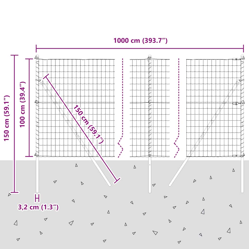 Ograda s postovima Srebrno 1 x 10 m Čelik i PVC