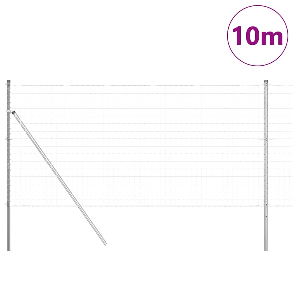 Ograda s postovima Srebrno 1 x 10 m Čelik i PVC
