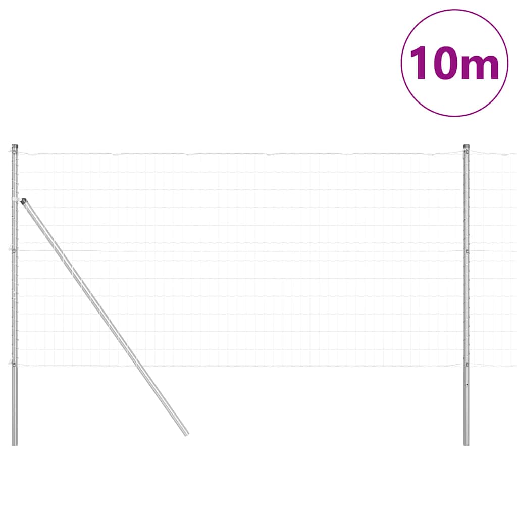Ograda s postovima Srebrno 1,4 x 10 m Čelik i PVC