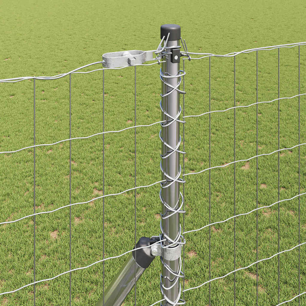 Ograda s postovima Srebrno 1,5 x 10 m Čelik i PVC