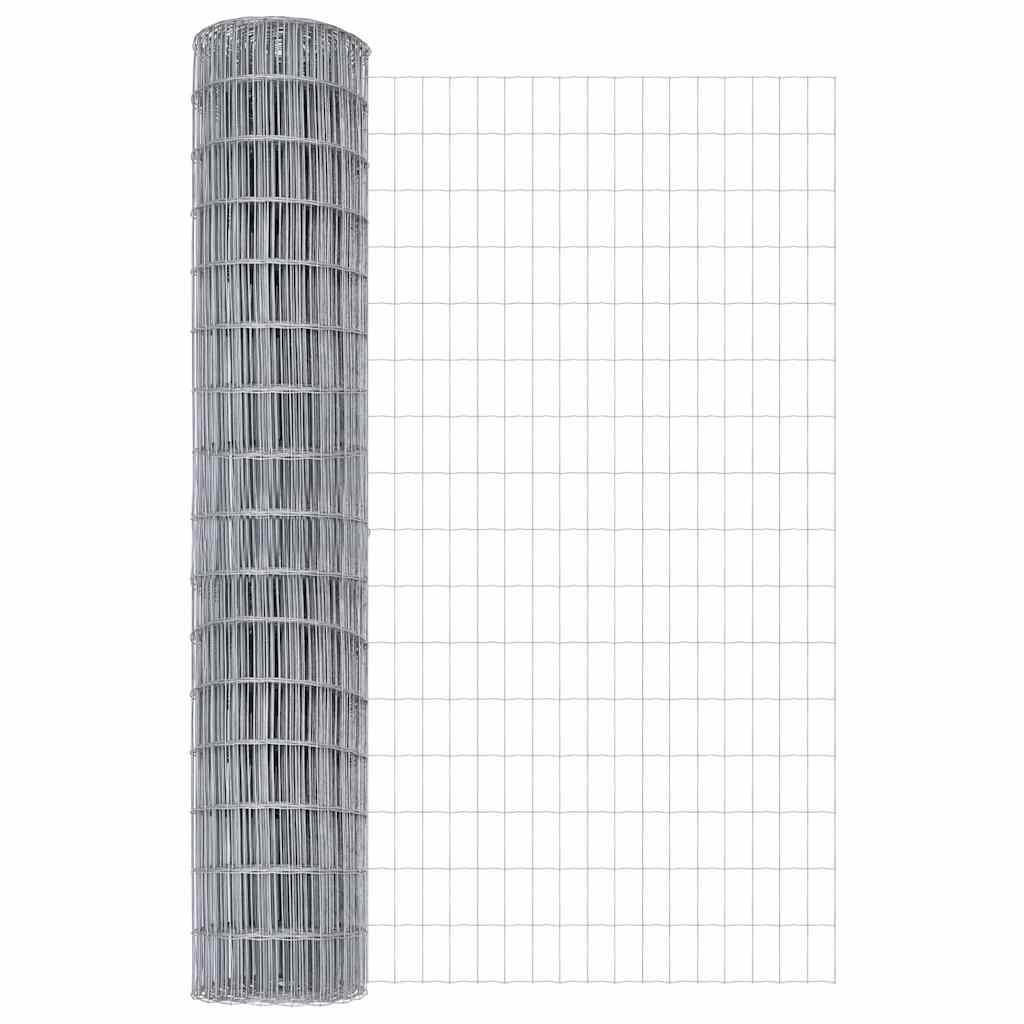 Ograda s postovima Srebrno 1,5 x 10 m Čelik i PVC