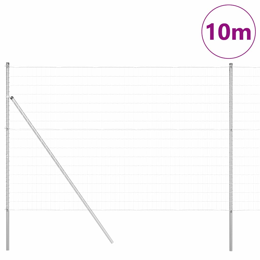 Ograda s postovima Srebrno 1,6 x 10 m Čelik i PVC